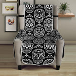 Black And White Calavera Skull Print Armchair Protector