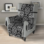 Black And White Calavera Skull Print Armchair Protector