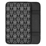 Black And White Calavera Skull Print Car Center Console Cover