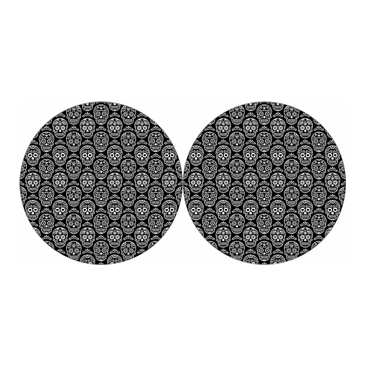 Black And White Calavera Skull Print Car Coasters