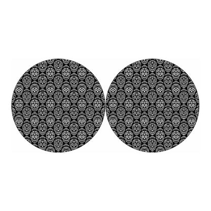 Black And White Calavera Skull Print Car Coasters