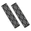 Black And White Calavera Skull Print Car Seat Belt Covers