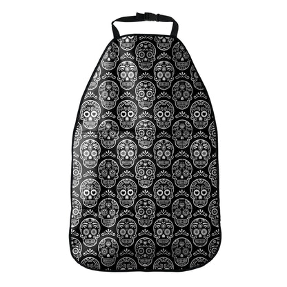 Black And White Calavera Skull Print Car Seat Organizers
