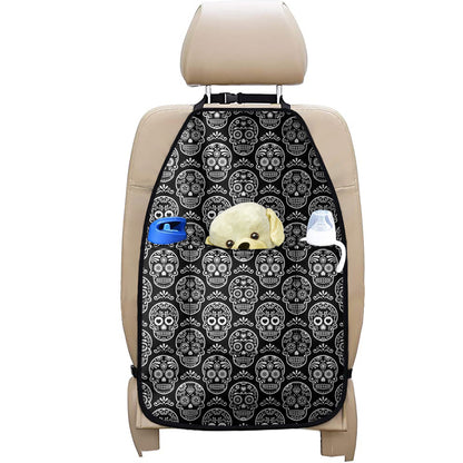 Black And White Calavera Skull Print Car Seat Organizers