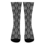 Black And White Calavera Skull Print Crew Socks