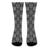 Black And White Calavera Skull Print Crew Socks