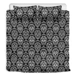 Black And White Calavera Skull Print Duvet Cover Bedding Set