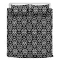Black And White Calavera Skull Print Duvet Cover Bedding Set