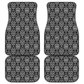 Black And White Calavera Skull Print Front and Back Car Floor Mats