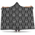 Black And White Calavera Skull Print Hooded Blanket