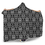 Black And White Calavera Skull Print Hooded Blanket