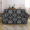 Black And White Calavera Skull Print Loveseat Slipcover