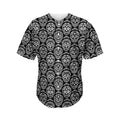Black And White Calavera Skull Print Men's Baseball Jersey