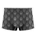 Black And White Calavera Skull Print Men's Boxer Briefs