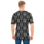 Black And White Calavera Skull Print Men's T-Shirt