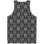 Black And White Calavera Skull Print Men's Tank Top