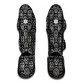 Black And White Calavera Skull Print Muay Thai Shin Guards