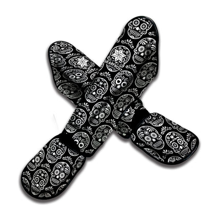 Black And White Calavera Skull Print Muay Thai Shin Guard