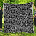 Black And White Calavera Skull Print Quilt