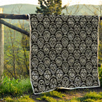 Black And White Calavera Skull Print Quilt