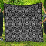 Black And White Calavera Skull Print Quilt