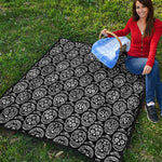 Black And White Calavera Skull Print Quilt