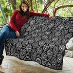 Black And White Calavera Skull Print Quilt