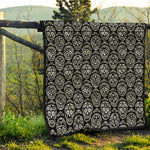 Black And White Calavera Skull Print Quilt