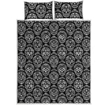 Black And White Calavera Skull Print Quilt Bed Set