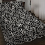 Black And White Calavera Skull Print Quilt Bed Set