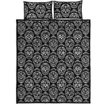 Black And White Calavera Skull Print Quilt Bed Set