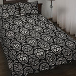 Black And White Calavera Skull Print Quilt Bed Set