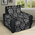 Black And White Calavera Skull Print Recliner Protector