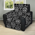 Black And White Calavera Skull Print Recliner Protector