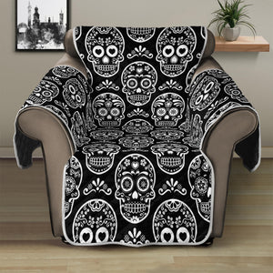 Black And White Calavera Skull Print Recliner Protector