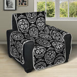 Black And White Calavera Skull Print Recliner Protector