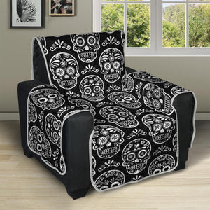 Black And White Calavera Skull Print Recliner Protector