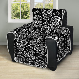 Black And White Calavera Skull Print Recliner Protector