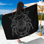 Black And White Cancer Sign Print Beach Sarong Wrap