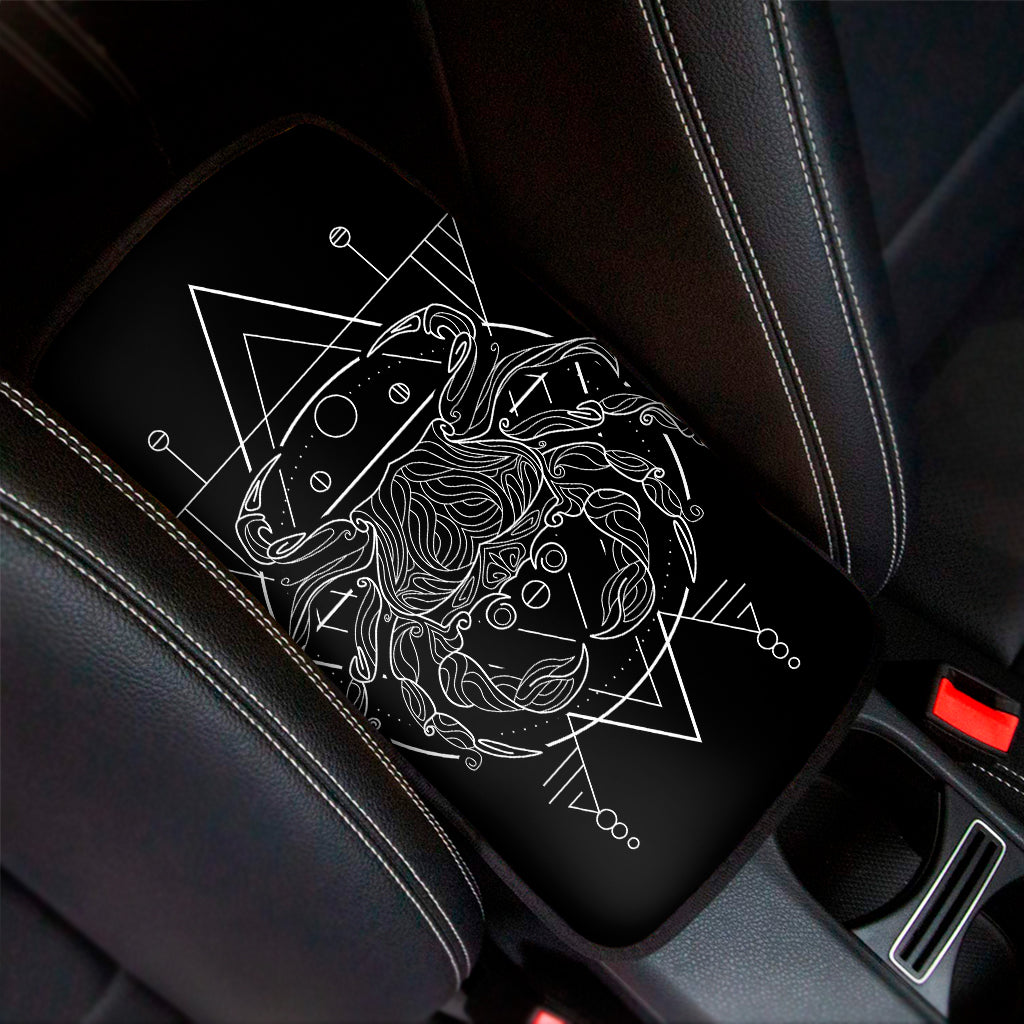Black And White Cancer Sign Print Car Center Console Cover