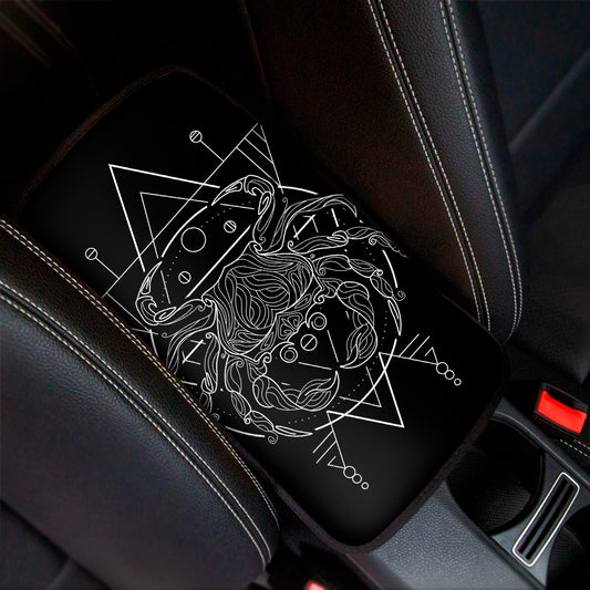 Black And White Cancer Sign Print Car Center Console Cover