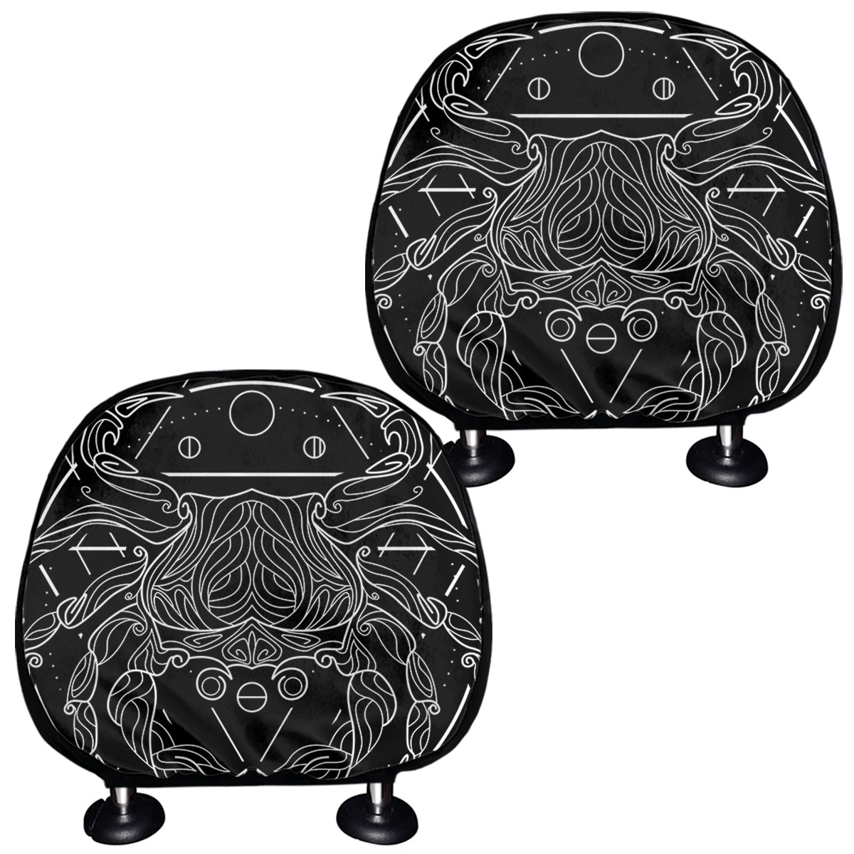 Black And White Cancer Sign Print Car Headrest Covers