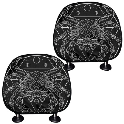 Black And White Cancer Sign Print Car Headrest Covers