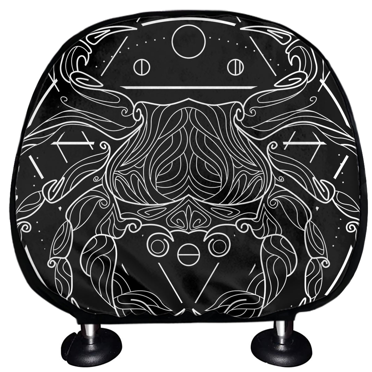 Black And White Cancer Sign Print Car Headrest Covers