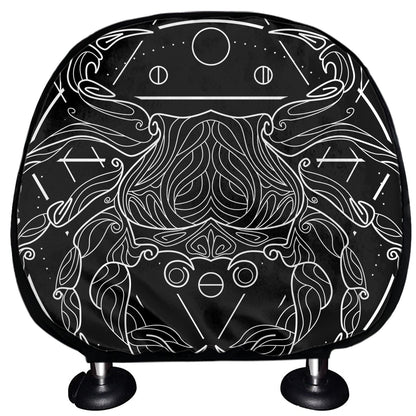 Black And White Cancer Sign Print Car Headrest Covers