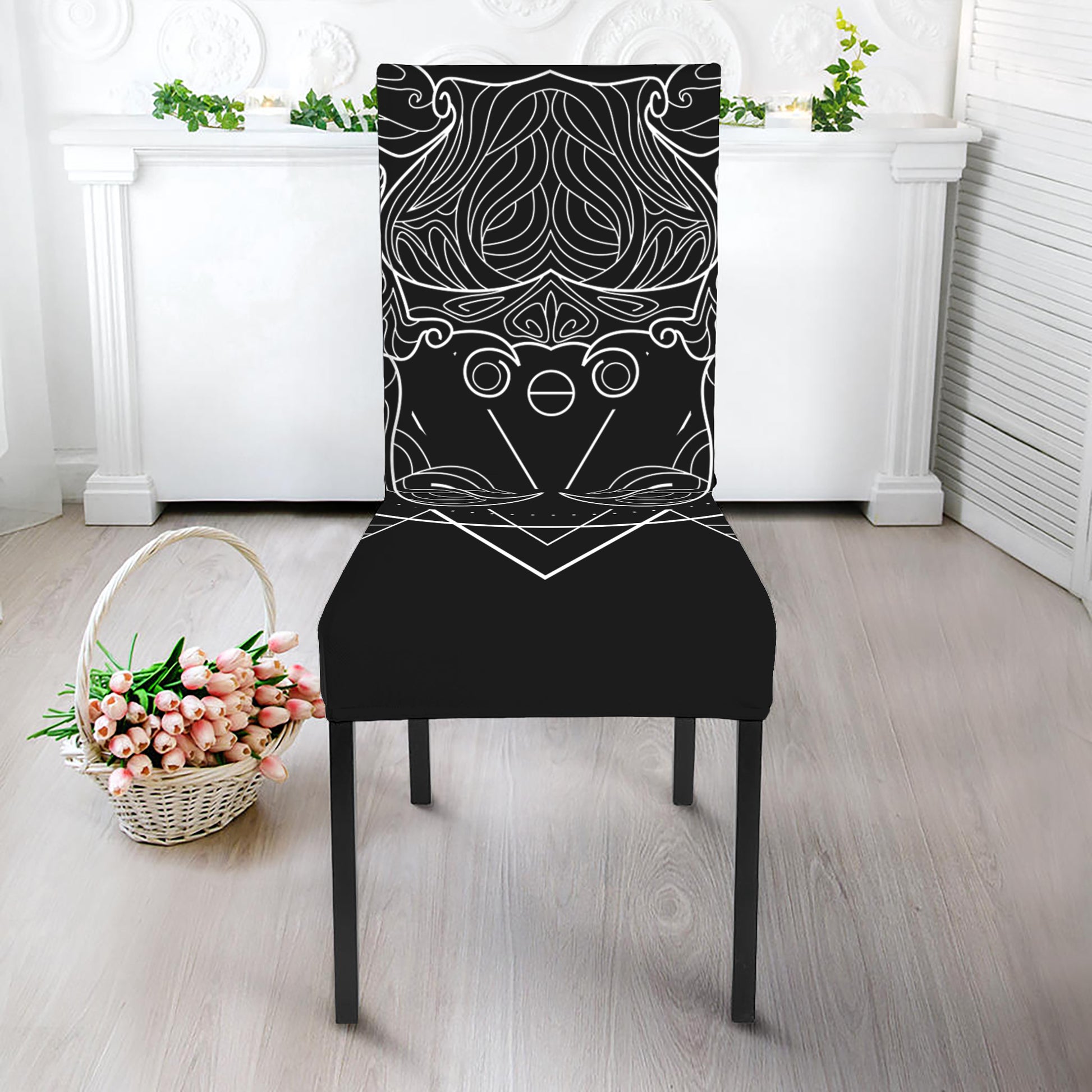Black And White Cancer Sign Print Dining Chair Slipcover
