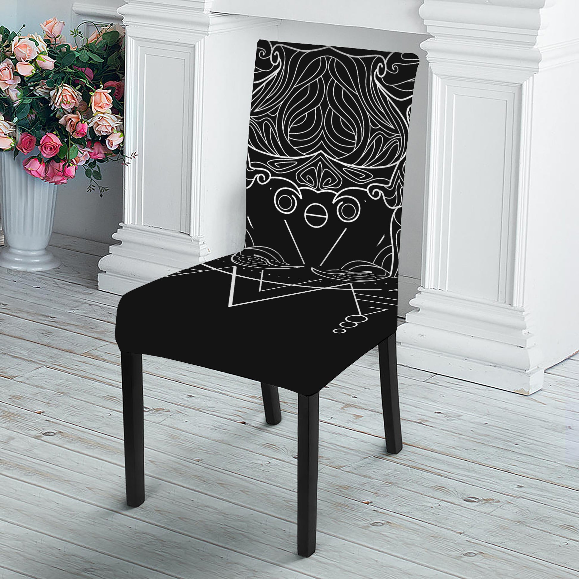 Black And White Cancer Sign Print Dining Chair Slipcover