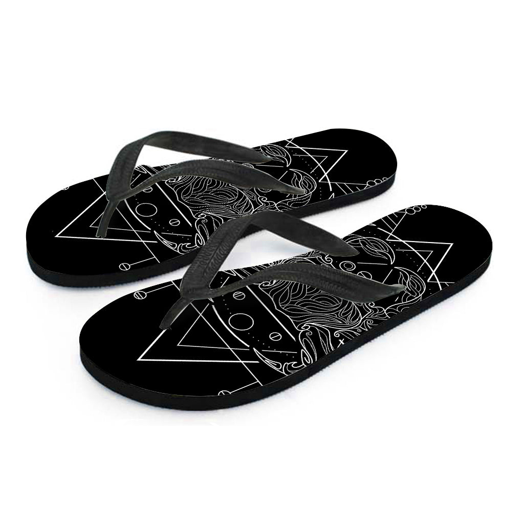 Black And White Cancer Sign Print Flip Flops