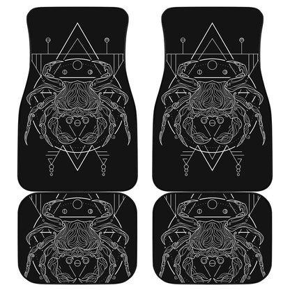 Black And White Cancer Sign Print Front and Back Car Floor Mats