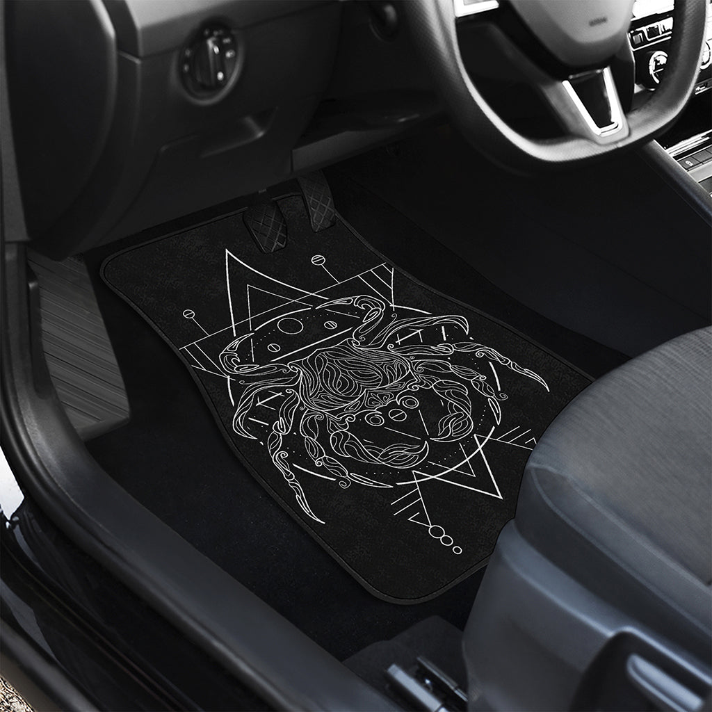 Black And White Cancer Sign Print Front and Back Car Floor Mats
